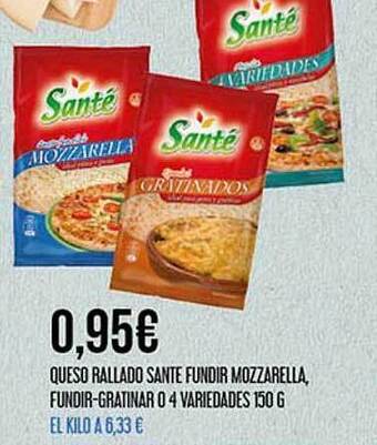 Claudio Queso Rallado Sante Fundir Mozzarella Fundir-gratinar O 4 Variedades oferta