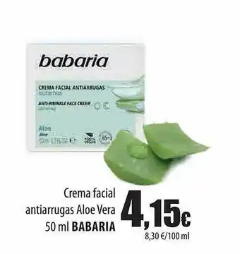Spar Tenerife Crema Facial Antiarrugas Aloe Vera Babaria oferta