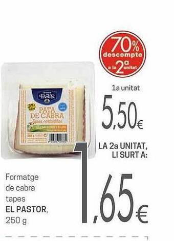Valvi Supermercats Formatge De Cabra Tapes El Pastor oferta