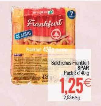Plenus Supermercados Salchichas Frankfurt Spar oferta