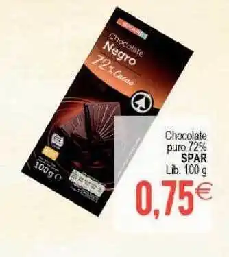 Plenus Supermercados Chocolate Puro 72% Spar oferta