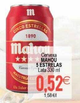 Plenus Supermercados Cervexa Mahou 5 Estrelas oferta