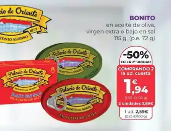 SPAR Gran Canaria -50% En La 2a Unidad Bonito En Aceite De Oliva Virgen Extra O Bajo En Sal oferta