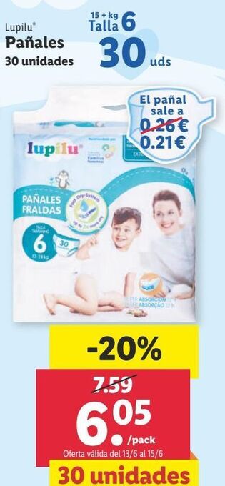 Lidl Pañales lupilu oferta