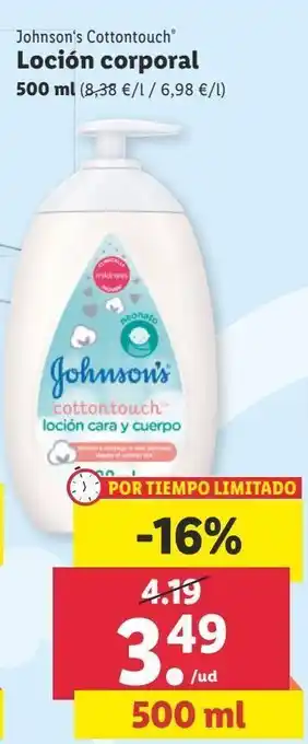 Lidl Loción hidratante johnson's oferta