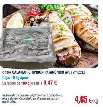 Abordo Calamar Chipirón Patagónico oferta