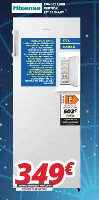 Mi electro Hisense Congelador Vertical Fv191n4aw1 oferta