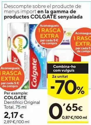 Caprabo Colgate Dentifrici Original Total 75 ml oferta