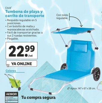 Lidl Tumbona de playa y carrito de transporte oferta