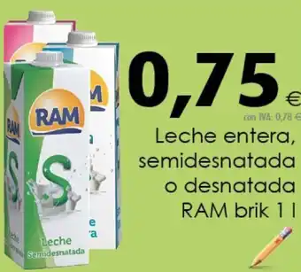 Cash Ifa Ram Leche Entera Semidesnatada o Desnatada Brik 1 L oferta