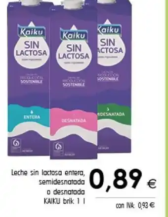 Cash Ifa Kaiku Leche Sin Lactosa Entera Semidesnatada o Desnatada Brik 1 L oferta