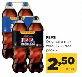 Alimerka Pepsi Original o Max Zero, 1.75 Litros Pack 2 oferta