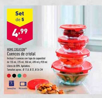ALDI Home Creation Cuencos De Cristal oferta
