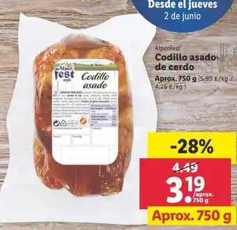 Lidl Codillo asado de cerdo alpenfest oferta