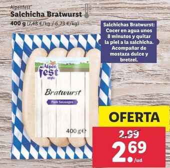 Lidl Salchichas bratwurst alpenfest oferta