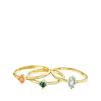 Tous Pack de anillos de plata vermeil y gemas tous good vibes oferta