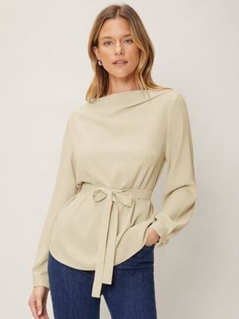 Shein Motf premium top de cuello barco con cinturón oferta