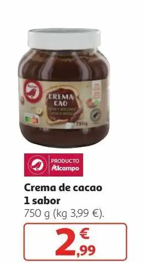 Alcampo Crema de cacao auchan oferta
