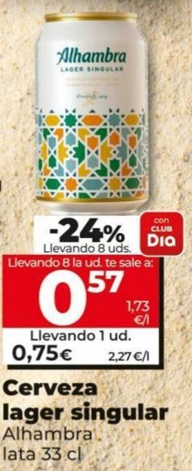 Maxi Dia Alhambra Cerveza Lager Singular Lata 33 Cl oferta