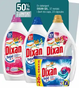 Condis Dixan Gel En Detergent, 37 Rentats i 3+1 Trio Caps, 23 Càpsules oferta