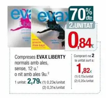 Condis Evax Liberty Compreses Normals Amb Ales, Sense, 12 u. oferta
