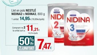 Condis Nestlé Nidina2 o Nidina3 Llet En Pols, 800 g oferta
