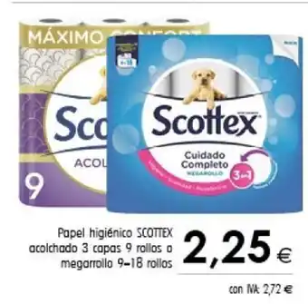 Cash Ifa Scottex Papel Higiénico Acolchado 3 Capas 9 Rollos o Megarollo 9-18 Rollos oferta