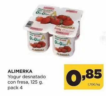 Alimerka Alimerka Yogur Desnatado Con Fresa Pack 4 oferta