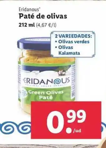Lidl Eridanous Paté De Olivas oferta