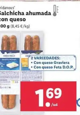 Lidl Eridanous Salchicha Ahumada Con Queso oferta