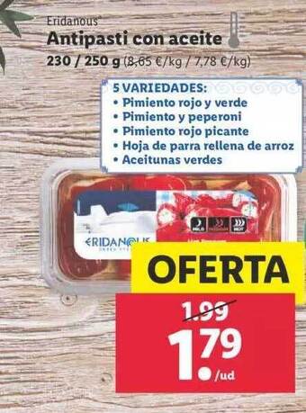 Lidl Eridanous Antipasti Con Aceite oferta