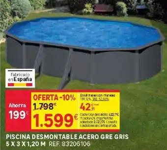Leroy Merlin Piscina Desmontable Acero Gre Gris 5 x 3 x 1,20 m oferta