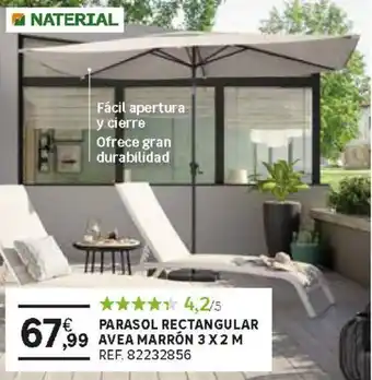 Leroy Merlin Naterial Parasol Rectangular Avea Marrón 3 x 2 m oferta