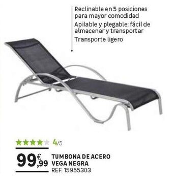 Leroy Merlin Tumbona De Acero Vega Negra oferta