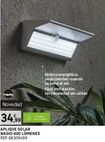Leroy Merlin inspire Aplique Solar Nadio 800 Lúmenes oferta