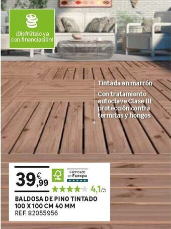 Leroy Merlin Baldosa De Pino Tintado 100 x 100 cm 40 mm oferta