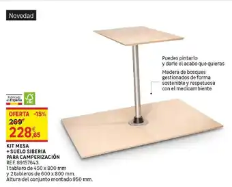 Leroy Merlin Kit Mesa + Suelo Siberia Para Camperización 1 tablero de 450 x 800 mm/2 tablero de 600 x 800 mm oferta
