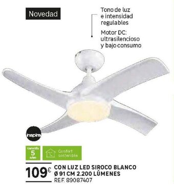 Leroy Merlin inspire Con Luz Led Siroco Blanco Ø 91 cm 2.200 Lúmenes oferta