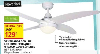 Leroy Merlin Ventilador Con Luz Led Summer Blanco Ø 122 cm 2,000 Lúmenes oferta