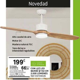 Leroy Merlin Con Luz Led Bambú Ø 132 cm 2.000 Lúmenes oferta