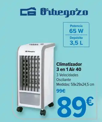 Carrefour Orbegozo climatizador 3 en 1 air 40 oferta