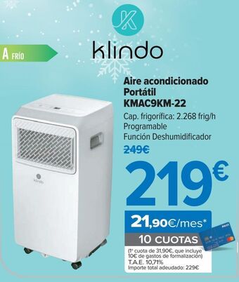 Carrefour Klindo aire acondicionado portátil kmac9km-22 oferta