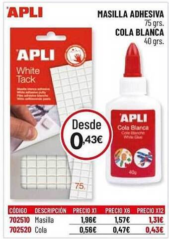 Carlin Apli Masilla Adhesiva Cola Blanca oferta