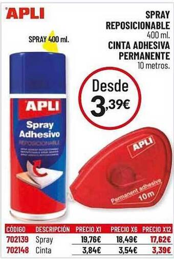 Carlin Apli Spray Reposicionable Cinta Adhesiva Permanente oferta