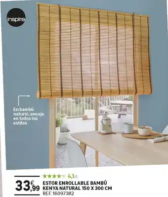 Leroy Merlin inspire Estor Enrollable Bambú Kenya Natural 150 x 300 cm oferta