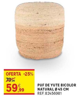 Leroy Merlin Puf De Yute Bicolor Natural Ø 45 cm oferta