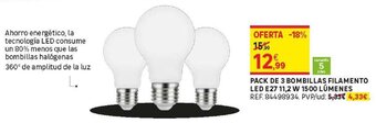 Leroy Merlin Pack De 3 Bombillas Filamento Led E27 11,2 W 1500 Lúmenes oferta