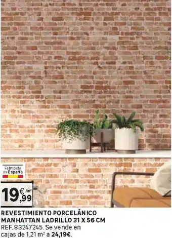Leroy Merlin Revestimiento Porcelánico Man Hattan Ladrillo 31 x 56 cm oferta
