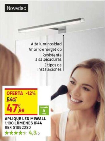 Leroy Merlin Aplique Led Miwall 1.100 Lúmenes IP44 oferta
