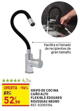 Leroy Merlin Grifo De Cocina Caño Alto Flexible Edouard Rousseau Negro oferta